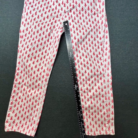 J. Crew Women Cropped Matchstick Pants, Sz 29 White w/ Pink Tulip Novelty Print - Picture 9 of 9